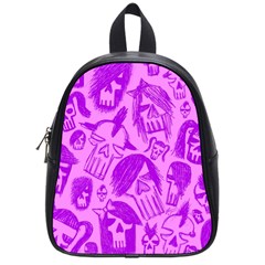 Purple Skull Sketches School Bag (small) by GothicPunkNZ