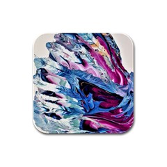 Feathers Rubber Square Coaster (4 Pack) by kaleidomarblingart