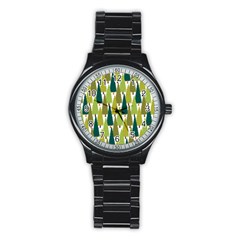Pine Trees   Stainless Steel Round Watch by ConteMonfrey