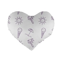 Doodles - Beach Time! Standard 16  Premium Flano Heart Shape Cushions by ConteMonfrey