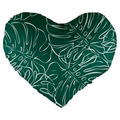 Tropical Monstera  Large 19  Premium Heart Shape Cushions by ConteMonfrey