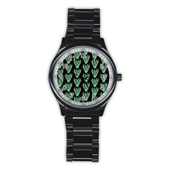 Watercolor Seaweed Black Stainless Steel Round Watch by ConteMonfrey