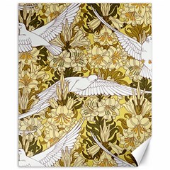 Dove Flowers Pattern Birds Flying Wings Animals Canvas 11  X 14  by Wegoenart