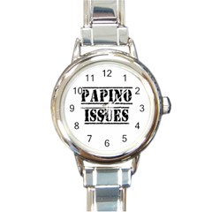 Papino Issues - Funny Italian Humor  Round Italian Charm Watch by ConteMonfrey