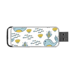 Cartoon Whale Seamless Background Pattern Portable Usb Flash (one Side) by Jancukart