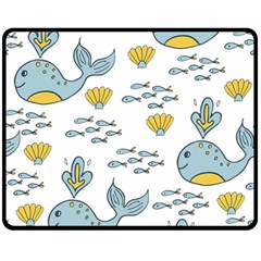 Cartoon Whale Seamless Background Pattern Double Sided Fleece Blanket (medium)  by Jancukart