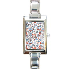 Medical Icons Square Seamless Pattern Rectangle Italian Charm Watch by Jancukart