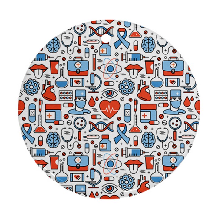 Medical Icons Square Seamless Pattern Ornament (Round)