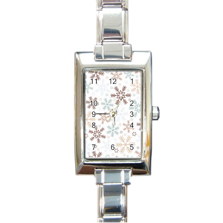 Christmas Background With Snowflake And Star Seamless Pattern Rectangle Italian Charm Watch