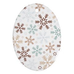 Christmas Background With Snowflake And Star Seamless Pattern Ornament (oval)