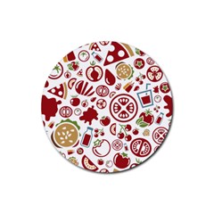 Pizza Seamless Pattern Background Rubber Coaster (round) by Jancukart