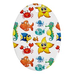 Fish Ocean Water Sea Life Seamless Background Ornament (oval)