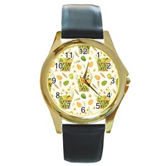 Easter Eggs   Round Gold Metal Watch by ConteMonfrey