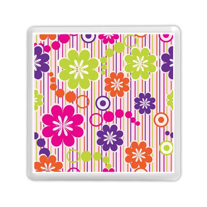 Multicolored Floral Wallpaper Pattern Background Texture Surface Memory Card Reader (Square)