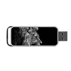 Roar Angry Male Lion Black Portable Usb Flash (two Sides) by danenraven