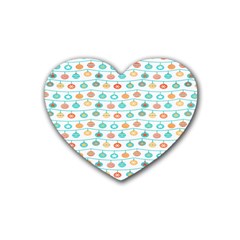 Christmas Textur Rubber Heart Coaster (4 Pack) by artworkshop