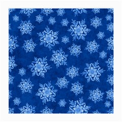 Snowflakes And Star Patterns Blue Snow Medium Glasses Cloth by artworkshop