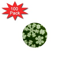 Snowflakes And Star Patterns Green Frost 1  Mini Magnets (100 Pack)  by artworkshop
