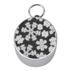 Snowflakes And Star Patterns Grey Frost Mini Silver Compasses by artworkshop