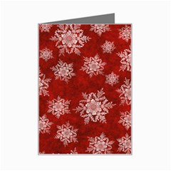 Snowflakes And Star Patternsred Snow Mini Greeting Card by artworkshop