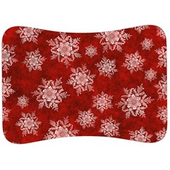 Snowflakes And Star Patternsred Snow Velour Seat Head Rest Cushion by artworkshop