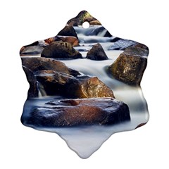 River Nature Stream Brook Water Rocks Landscape Snowflake Ornament (two Sides) by danenraven