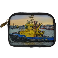 Tugboat Sailing At River, Montevideo, Uruguay Digital Camera Leather Case by dflcprintsclothing