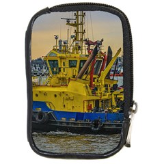 Tugboat Sailing At River, Montevideo, Uruguay Compact Camera Leather Case by dflcprintsclothing