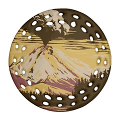 Boom Eruption Forest Mountain News Scary Volcano Ornament (round Filigree) by danenraven