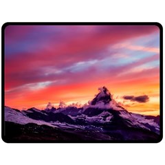 Matterhorn Mountains Sunset Dusk Snow Winter Fleece Blanket (large)  by danenraven