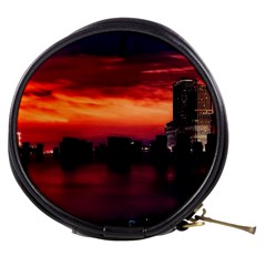 New York City Urban Skyline Harbor Bay Reflections Mini Makeup Bag by danenraven