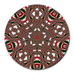 Christmas-kaleidoscope Round Mousepad by artworkshop
