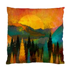 Trees Mountains Sun Sunrise Warm Red Yellow Standard Cushion Case (one Side) by danenraven