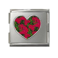 Seamless-pattern-with-colorful-bush-roses Mega Link Heart Italian Charm (18mm) by BangZart