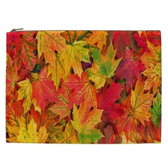 Autumn Background Maple Leaves Cosmetic Bag (xxl) by artworkshop