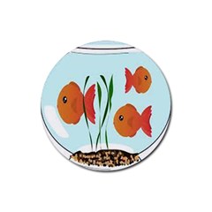 Fishbowl Fish Goldfish Water Rubber Round Coaster (4 Pack)
