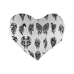 Tattoo Pattern Coin Purse Standard 16  Premium Flano Heart Shape Cushions by artworkshop