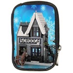 Winter Village Snow Brick Buildings Compact Camera Leather Case Front