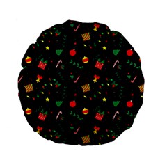 Christmas Pattern Texture Colorful Wallpaper Standard 15  Premium Flano Round Cushions by Ravend