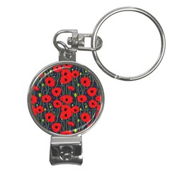 Background Poppies Flowers Seamless Ornamental Nail Clippers Key Chain by Ravend