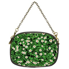 Daisies Clovers Lawn Digital Drawing Background Chain Purse (two Sides) by Ravend