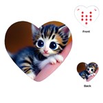 Cute Kitten Kitten Animal Wildlife 3d Playing Cards Single Design (Heart)