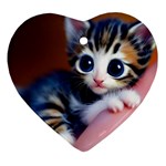 Cute Kitten Kitten Animal Wildlife 3d Heart Ornament (Two Sides)