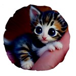 Cute Kitten Kitten Animal Wildlife 3d Large 18  Premium Round Cushions