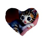 Cute Kitten Kitten Animal Wildlife 3d Standard 16  Premium Heart Shape Cushions