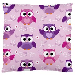 Seamless Cute Colourfull Owl Kids Pattern Large Cushion Case (two Sides) by Pakemis