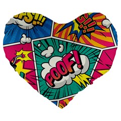 Comic Colorful Seamless Pattern Large 19  Premium Flano Heart Shape Cushions by Pakemis