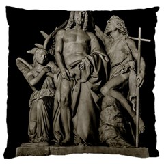 Catholic Motif Sculpture Over Black Standard Flano Cushion Case (one Side) by dflcprintsclothing