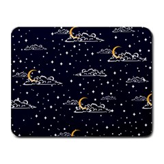 Hand Drawn Scratch Style Night Sky With Moon Cloud Space Among Stars Seamless Pattern Vector Design Small Mousepad by Pakemis