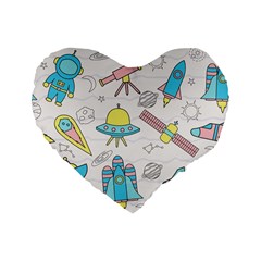 Cute-seamless-pattern-with-space Standard 16  Premium Heart Shape Cushions by Pakemis